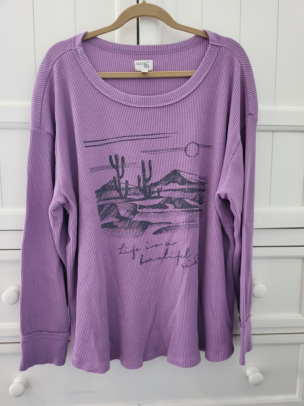 Cozy Lavender Thermal Long-Sleeve Top - Desert Graphic